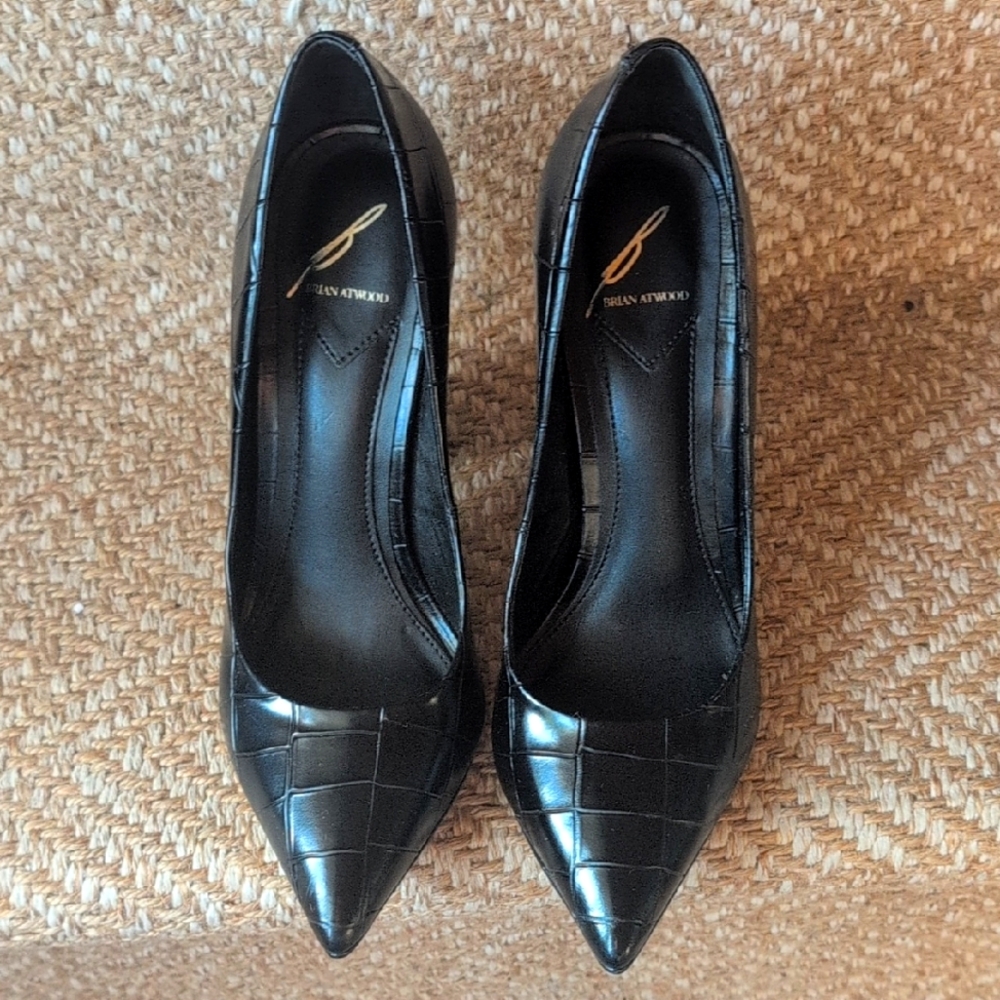Brian Atwood Black Croc-Embossed Pumps- 00004